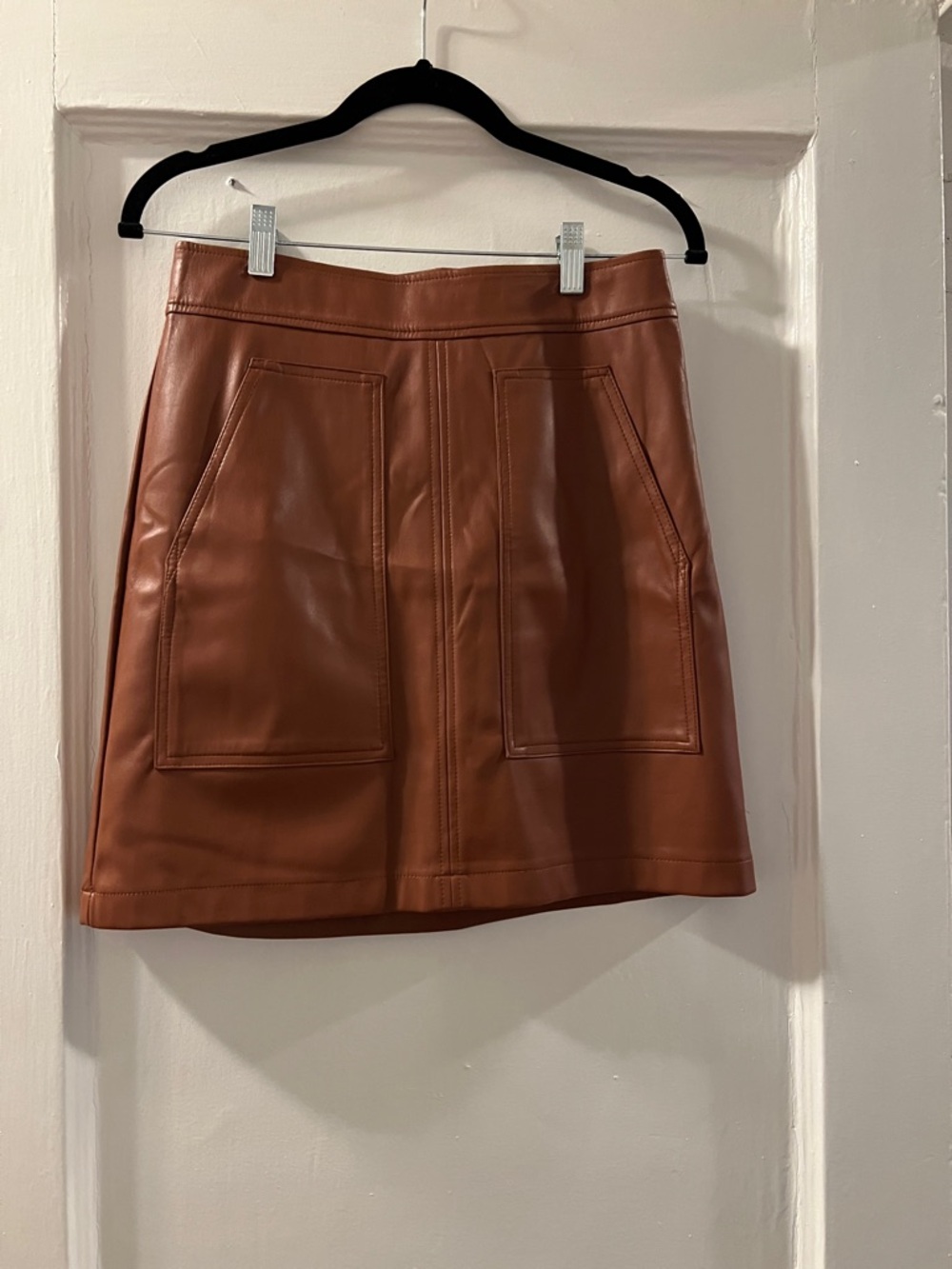 LOFT Faux Leather Mini Skirt in Cognac
